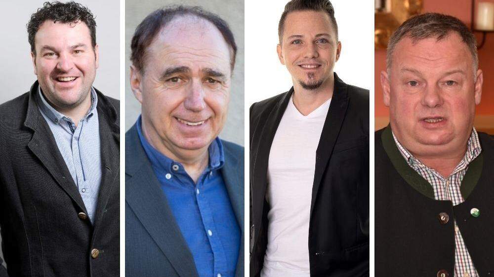 Die vier Spitzenkandidaten in Kitezck: Josef Fischer (ÖVP), Heinreich Heibl (Liste Heinz), Gernot Haidinger (SPÖ), Christian Cramer (FPÖ)