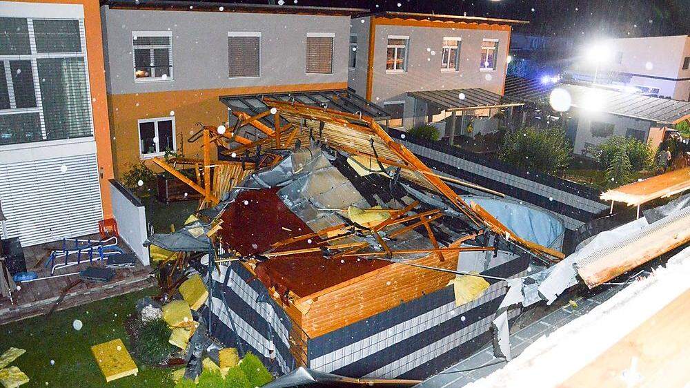 Am Drauboden wehte der Sturm den kompletten Dachstuhl eines Wohnhauses weg