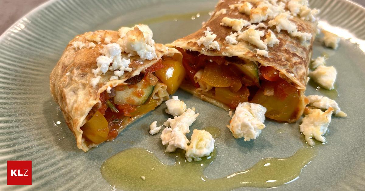 Rezept mit Video: Mediterrane Gemüse-Palatschinken mit Schafkäse