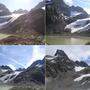 Blick vom Schweikertsee auf den Schweikertferner und den Fuß des Rofelewand-Massivs im Tiroler Pitztal in den Jahren 2011, 2014, 2016 und 2018
