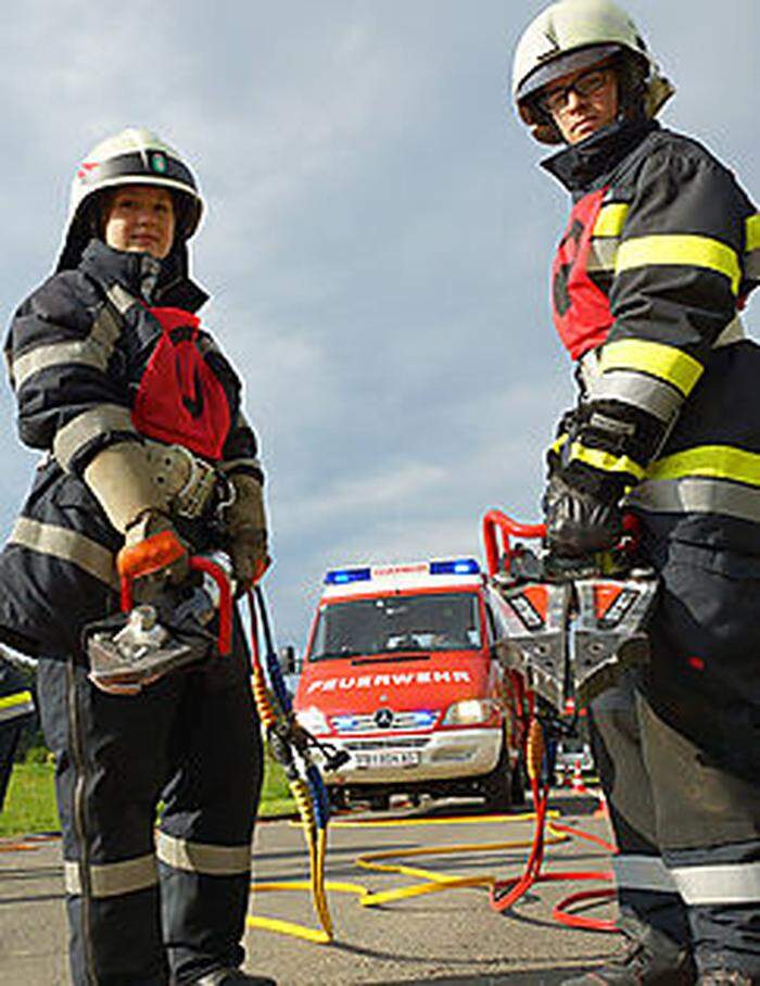 Lena Marbler (Feuerwehr Jagerberg) und Matthias Huber (Feuerwehr Breitenbuch)
