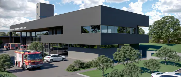 So soll das neue Einsatzzentrum der Freiwilligen Feuerwehr in Hart bei Graz aussehen