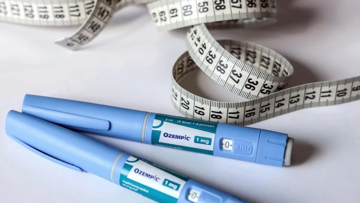 Ozempic Insulin injection pen or insulin cartridge pen for diabetics. Medical equipment for diabetes parients. Copenhagen, Denmark - May 17, 2023.