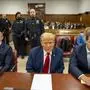 Former President Donald Trump waits for the start of his criminal trial at Manhattan Criminal Court in New York on Thursday, April 25, 2024. Trump is facing charges he allegedly falsified business records to cover up a sex scandal during the 2016 presidential campaign. Pool photo by Mark Peterson/ PUBLICATIONxINxGERxSUIxAUTxHUNxONLY NYP20240425728 MarkxPeterson