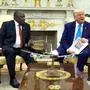 President Donald Trump meets South Africa's President Cyril Ramaphosa in the Oval Office of the White House, Wednesday, May 21, 2025, in Washington. (AP Photo/Evan Vucci)