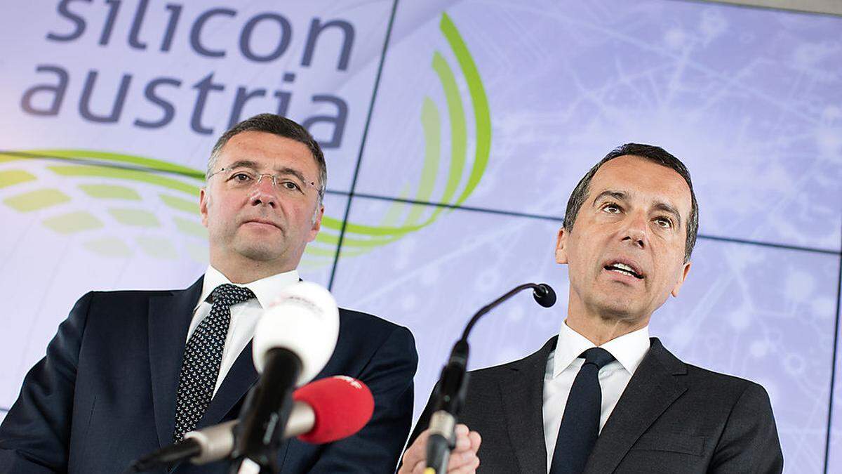 Bundeskanzler Kern und Technologieminister Leichtfried