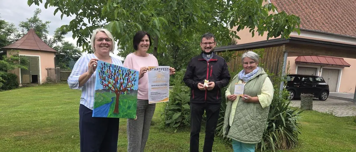 Barbara Wonisch, Margarete Klobassa, Pfarrer Johannes Lang und Seelsorgerin Maria Pieberl-Hatz (v.l.) laden zum „Startfest“ des Seelsorgeraums „Sonnenland Südost“ am 27. Juni