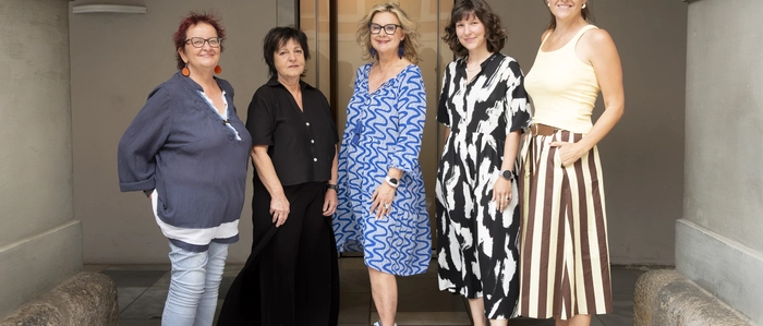 Ulrike Taberhofer (Gemeinderätin, Stadt Graz), Heide Cortolezics (Obfrau Felin) , Alexandra Nagl (Leiterin der Abteilung 6 Bildung und Gesellschaft, Land Steiermark), Katrin Fischer (Geschäftsführerin Felin), Studienautorin Maria Pernegger (Media Affairs) (von links)