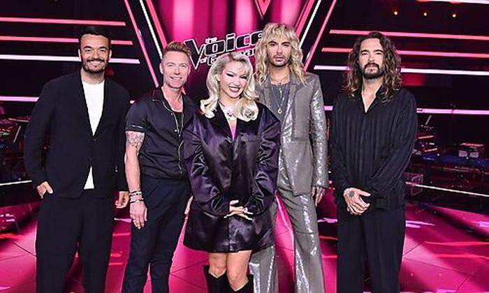 Die Coaches von links: Giovanni Zarrella, Ronan Keating, Shirin David, Tom und Bill Kaulitz