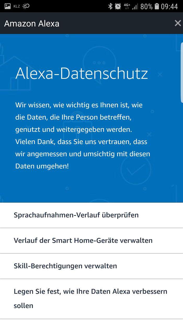Einstellungen der Alexa-App