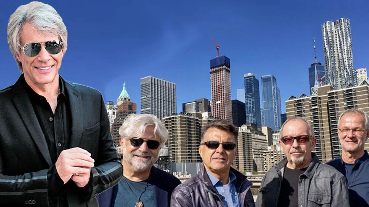 Sind beide auch noch gleich alt: Jon Bongiovi von Bon Jovi und die steirische Band ThanX mit Frontman Gerald Strasser (2. von links)