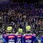 VILLACH,AUSTRIA,14.MAR.25 - ICE HOCKEY - ICE Hockey League, play off quarterfinal, Villacher SV vs HCB Suedtirol. Image shows the rejoicing of VSV fans. Photo: GEPA pictures/ Matic Klansek
