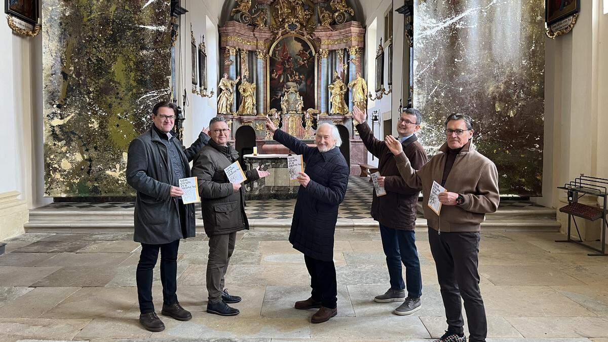 Bürgermeister Anton Edler, Obmann der Artgenossenschaft Karl Lenz, Künstler Helmut Hable, Pfarrer Johannes Lang und Lichtkünstler Anton Schnurrer