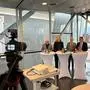 Walter Reiter, Susanne Sinz, Willibald Mautner und Kurt Wallner präsentierten den Budgetvoranschlag 2026 für Leoben