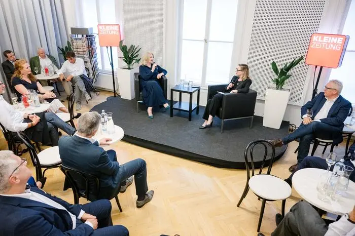 Salon der Kleinen Zeitung mit AUA-CEO Mann, Salon, Kleine Zeitung, Wien, © Georg Aufreiter, Barbara Haas, Elisabeth Hausleitner, 2023, 26.06.2023