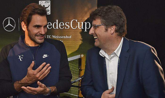 Wieser mit Roger Federer beim Mercedes-Cup in Stuttgart