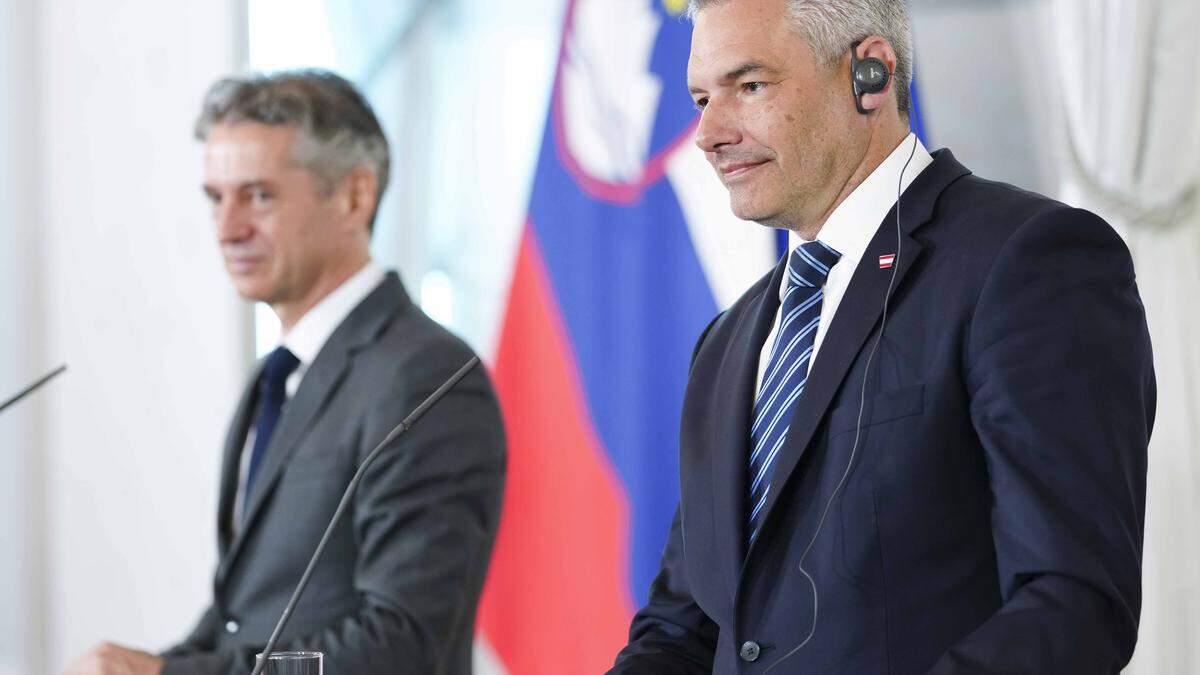 Der slowenische Ministerpräsident Robert Golob und Österreichs Kanzler Karl Nehammer