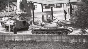 Die Panzer der jugoslawischen Volksarme rückten in Gornja Radgona ein 