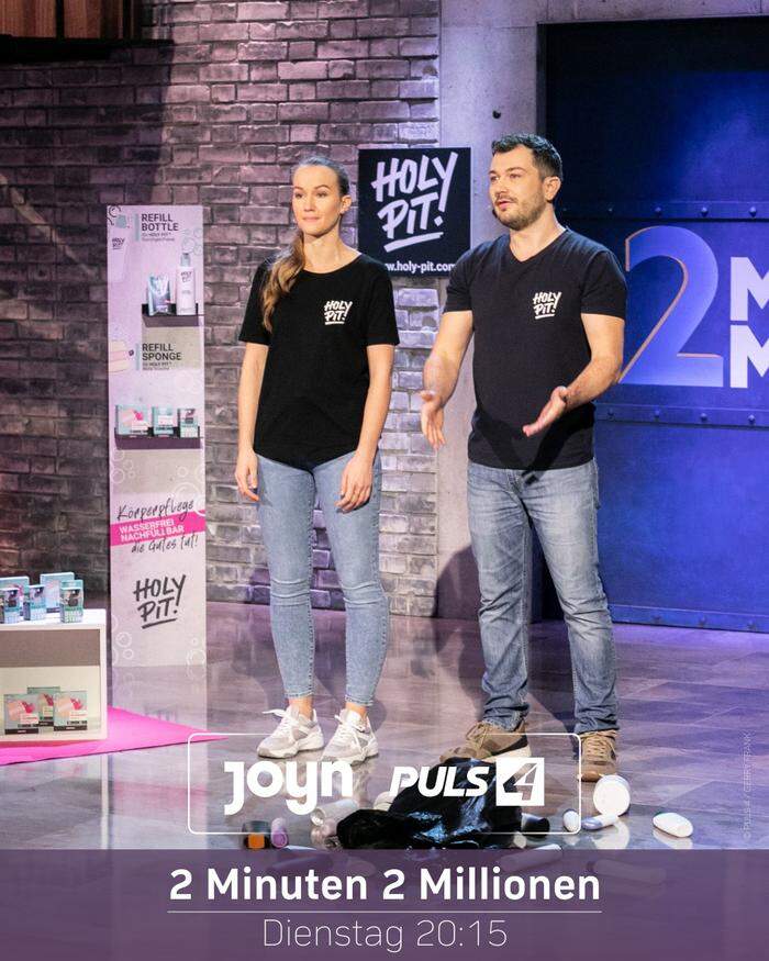 "Holy Pit"-Gründer Branka Puljić und Asmir Samardžić beim Pitch ihrer Geschäftsidee 