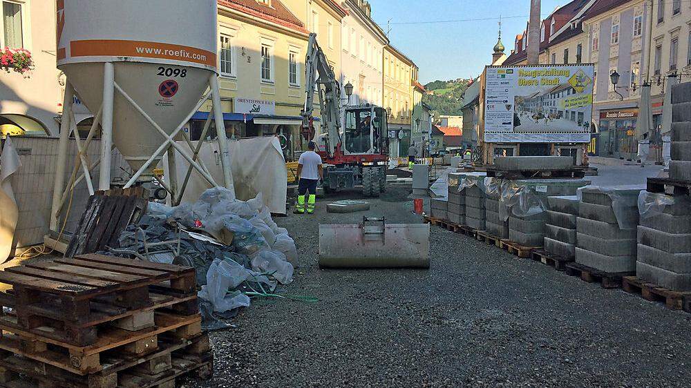 Aktueller Baustand am Hohen Platz in Wolfsberg: Die Verkehrsfreigabe wurde verschoben