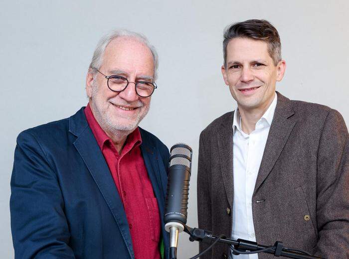 Prisching und Cik im Podcast-Studio der Kleinen Zeitung | Podcast, Manfred Prisching, ballguide, Graz am 24.11.2023