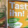 Auf Plakaten werben Burger King und McDonald's für fleischlosen Genuss