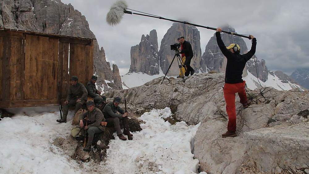 Bei den Dreharbeiten zu „Tränen der Sextner Dolomiten“ konnten die Schauspieler und Statisten erahnen, wie hart es damals an der Dolomitenfront tatsächlich war