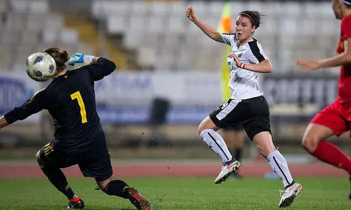Barbara Dunst in einem Match im Nationalteam