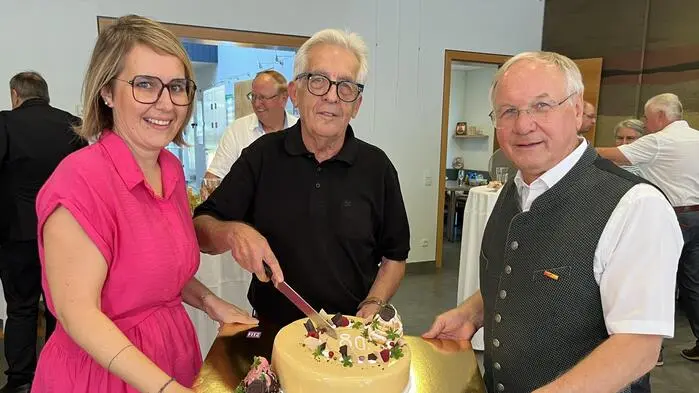 Geburtstagskind Johann Schleich mit Anna Knaus-Maurer und Josef Ober (Vulkanland)