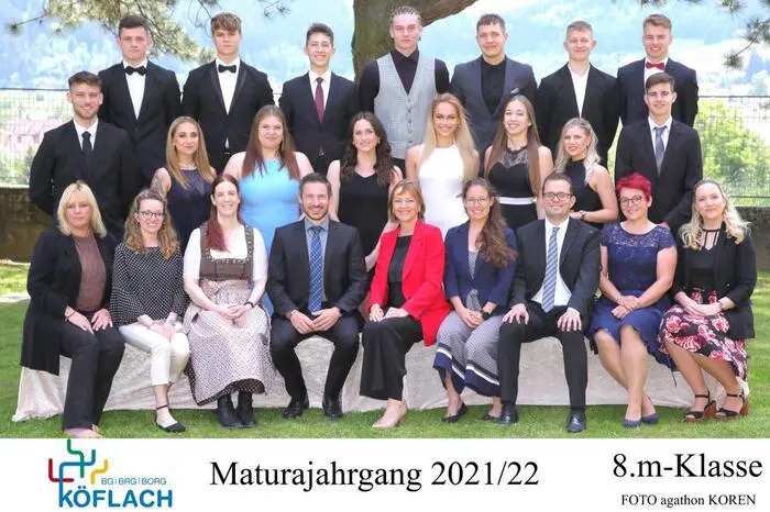 8M-Klasse: Diemo Acham, Lea Kollmann, Julia Wess, Michael Capretti, Julian Christof, Lukas Deutschmann, Lena Fruhmann, Nils Knuvelder, Oliver Macher, Elias Maier, Linda Monsberger, Fabian Müller, Clemens Pichler, Lara-Sophie Scheer