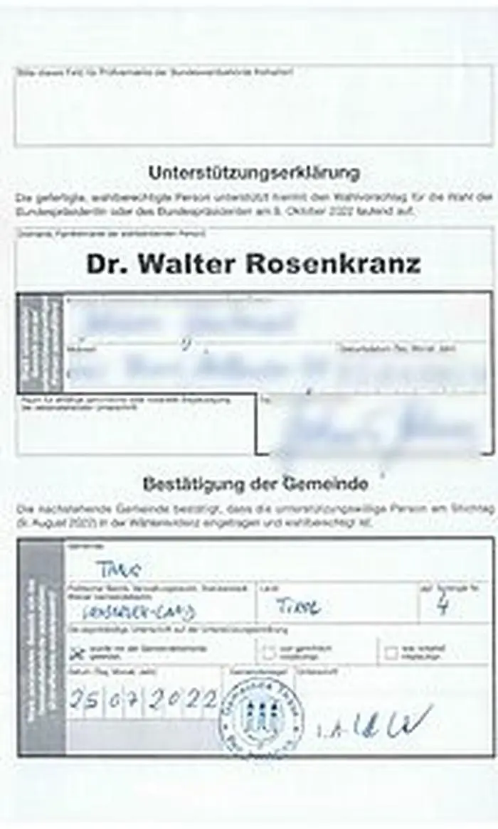 Eine ungültige Erklärung - sie wurde vor dem Stichtag abgegeben und trotzdem abgestempelt. 