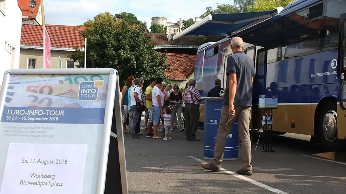Groß war das Interesse der Lavanttaler Bevölkerung am Euro-Bus der Oesterreichischen Nationalbank