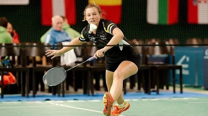Martina Meißl in ihrer Paradedisziplin Badminton