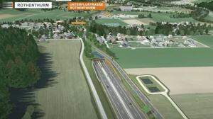 Ein Modell des geplanten Schnellstraßenausbaus im Bereich Rothenthurm