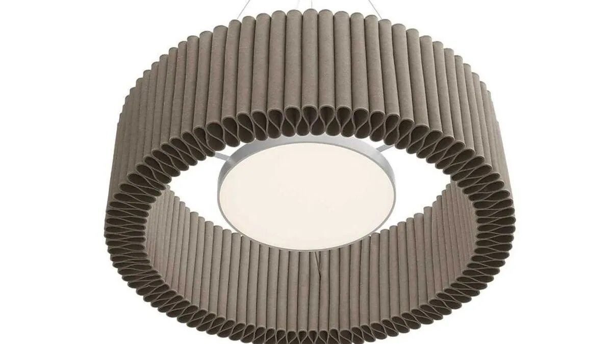 Schalldämpfer: Neu auf der "imm cologne" - eine Leuchte aus der Akustikserie Welle von Hey-Sign, die helfen soll, den Lärm im Raum zu reduzieren 