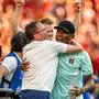 BERLIN,GERMANY,25.JUN.24 - UEFA EURO 2024, group stage, Austria vs Netherlands. Image shows the rejoicing of head coach Ralf Rangnick and David Alaba (AUT).
Photo: GEPA pictures/ Johannes Friedl