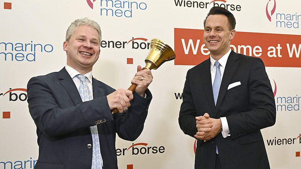 Andreas Grassauer, Chef von Marinomed, und Börse-Boss Christoph Boschan