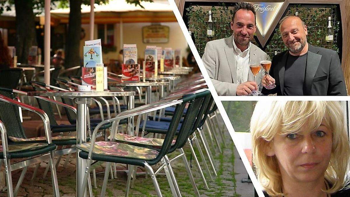 Petra Tilzer vom Restaurant Seestüberl am Leopoldsteinersee, oben Andy Bäuchl und Rico Temmel (v. l.) 