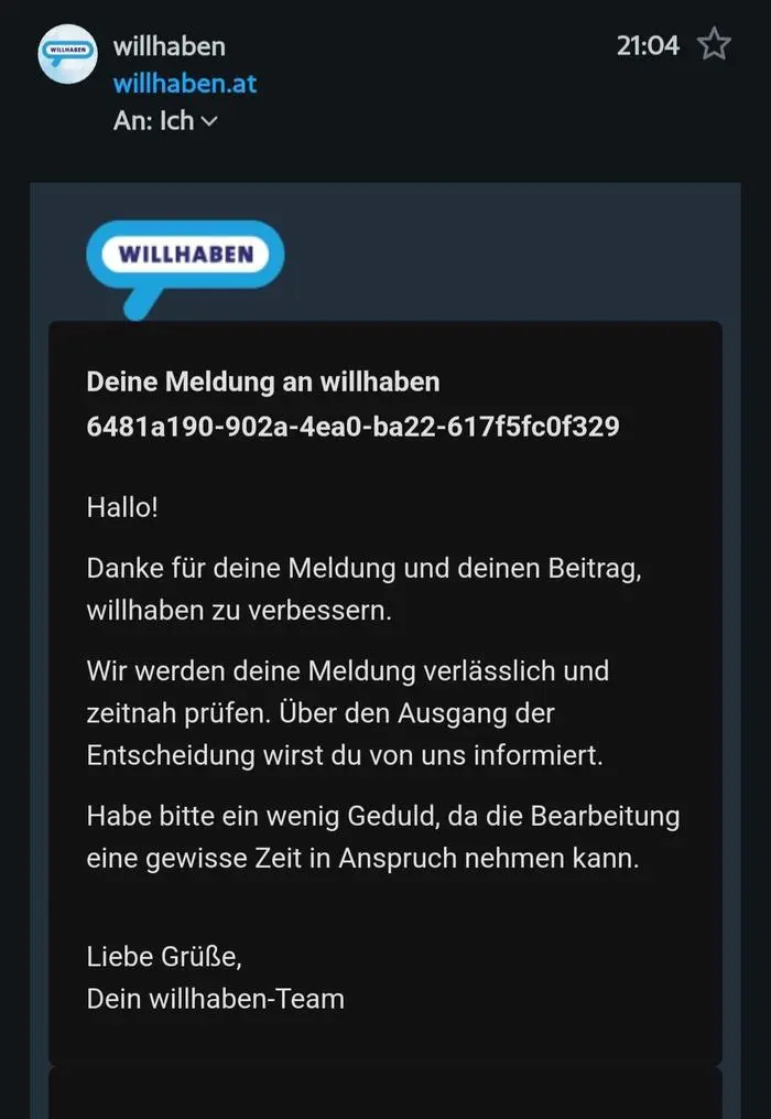Schon bald nach dem Melden des Betrugsfalls wurde die Anzeige offline genommen