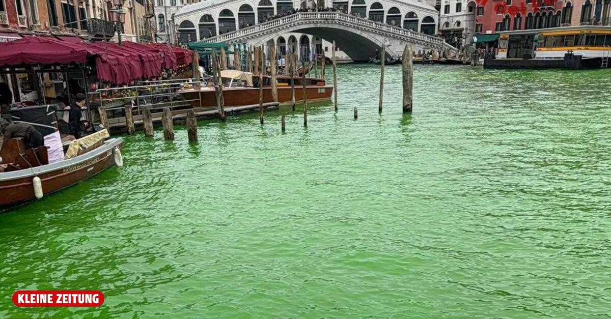 Aufregung in Venedig: Berühmter Canal Grande plötzlich giftgrün