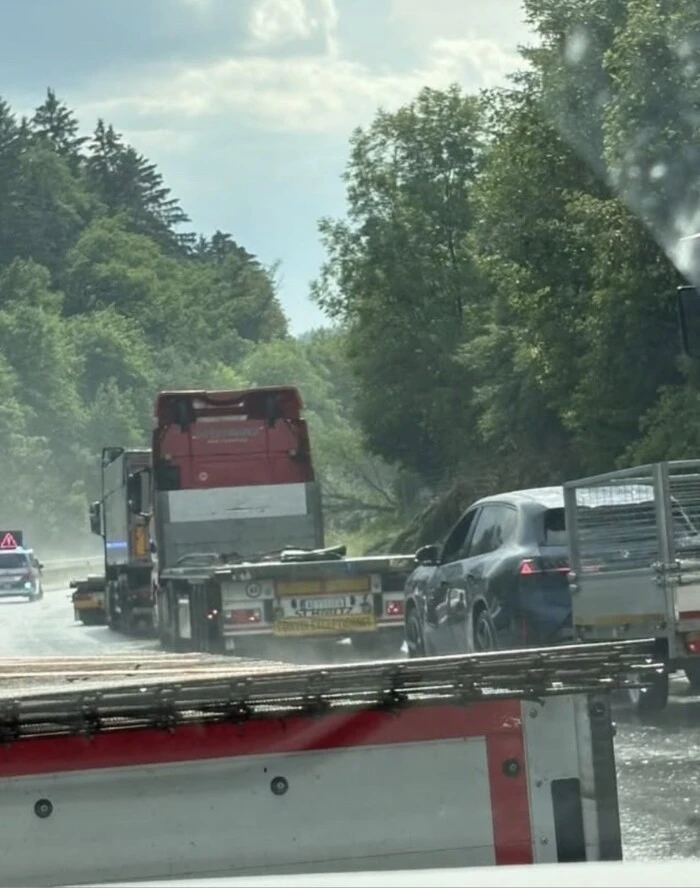 Auf der A2 ist ein Baum auf die Fahrbahn gestürzt
