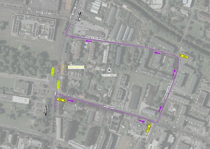 Der Pkw- und Busverkehr wird über die Morogasse umgeleitet