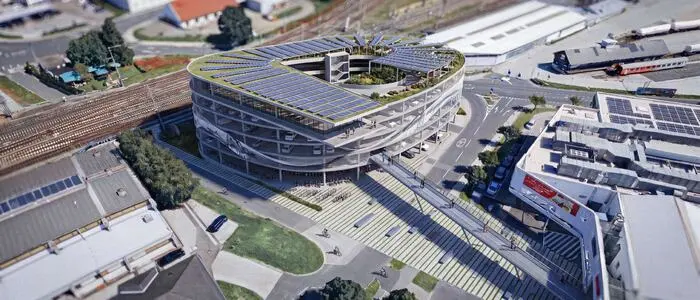 So soll das neue Parkhaus mit Hotel nahe dem Klagenfurter Bahnhof aussehen