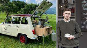 Unternehmer Herbert Miglar serviert Kaffee aus dem Kofferraum