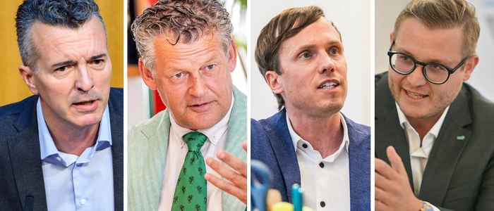 Von links: Gernot Darmann, Christian Scheider, Ronald Rabitsch und Julian Geier haben gute Chancen die Wahllisten ihrer Parteien anzuführen