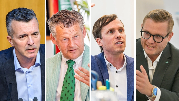 Von links: Gernot Darmann, Christian Scheider, Ronald Rabitsch und Julian Geier haben gute Chancen die Wahllisten ihrer Parteien anzuführen