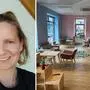 Angelika Vallant eröffnet den Spieleraum inklusive Elterncafé mitten in der Stadt