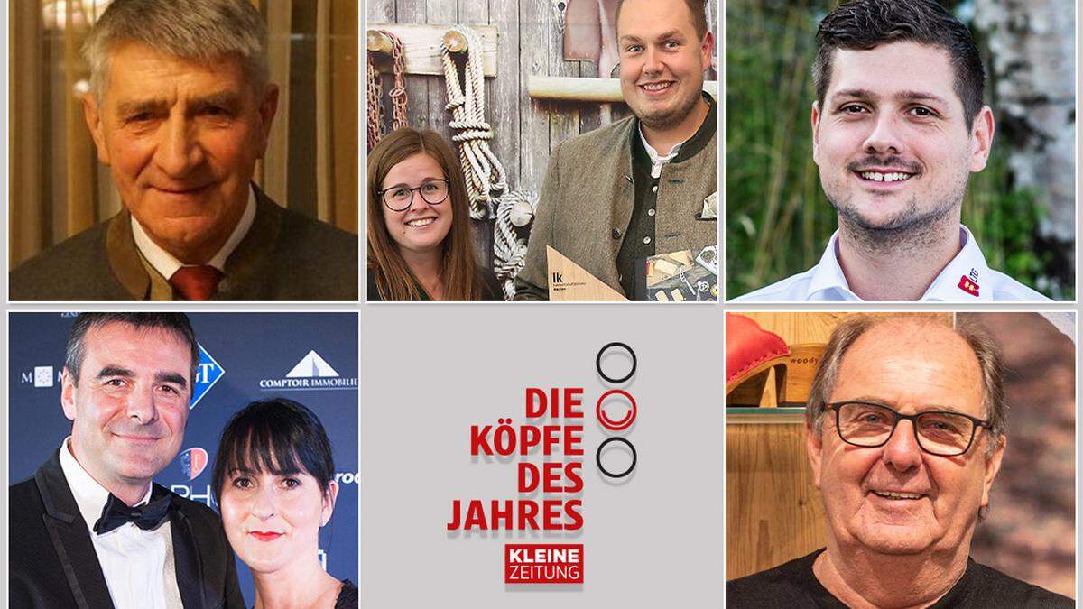 Die Nominierten: Maria und Richard Habring, Josef Konrad, 
Kerstin und Mathias Fradler, Florian Feichtinger, Gerhard Piroutz (von links unten im Uhrzeigersinn)