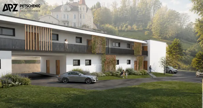 Die neuen Wohnungen kommen in einen zweigeschoßigen Neubau mit Flachdach