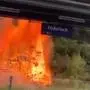 Direkt hinter dem Bahnhof Föderlach loderten die Flammen